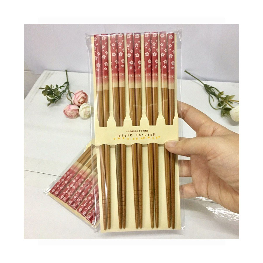 Set 5 Đôi Đũa Hoa Đỏ - Nội Địa Nhật Bản