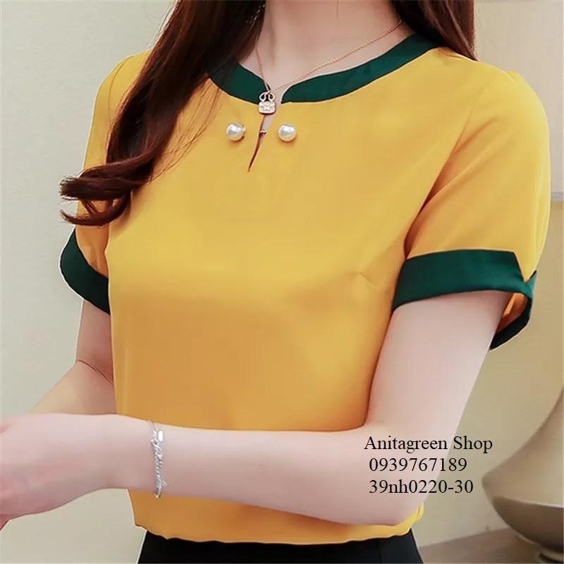 39nh0220-SƠ MI VIỀN MÀU TAY NGẮN s-6xl