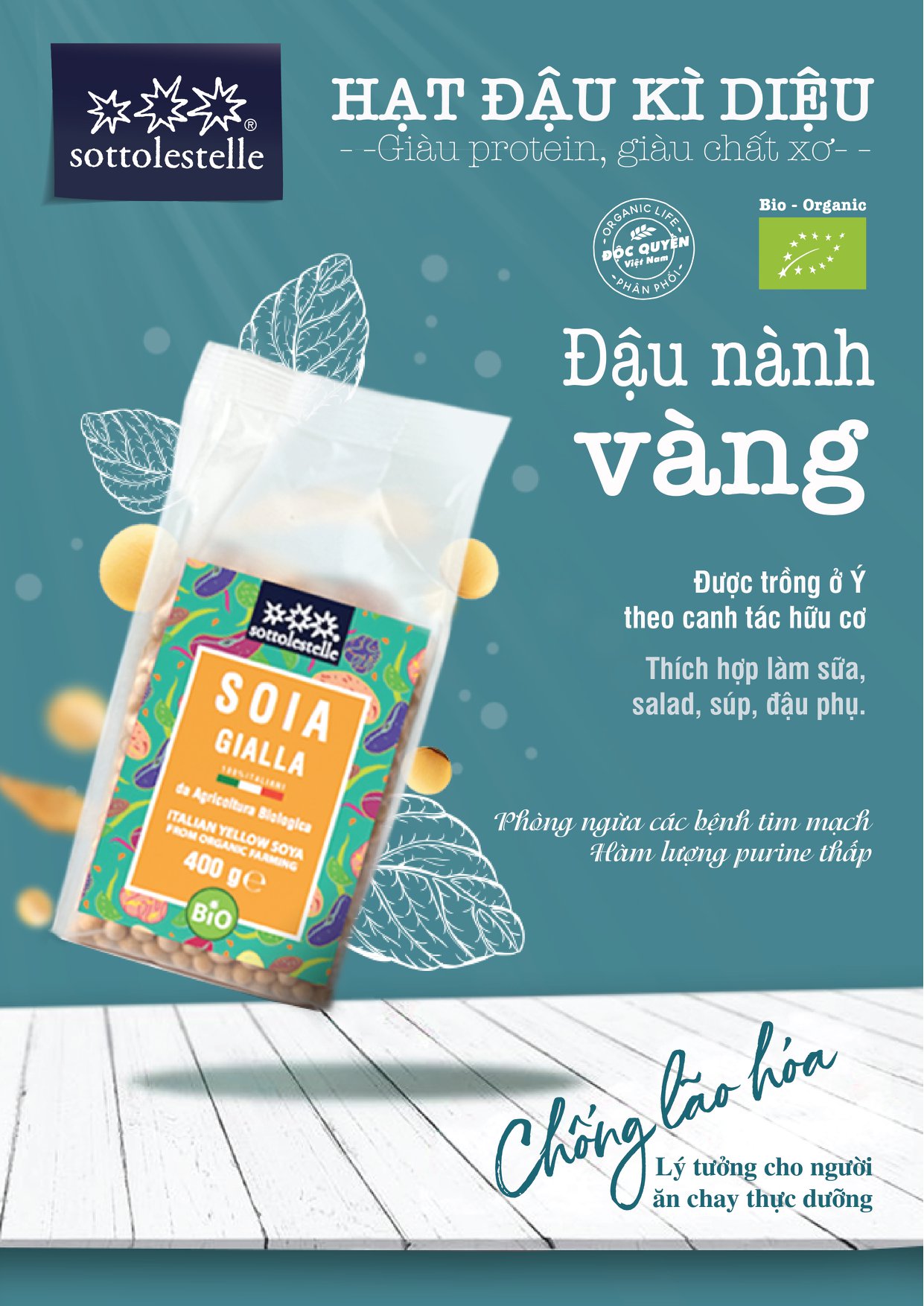 Hạt Đậu Nành Hữu Cơ 400g Sottolestelle Organic Soy Beans