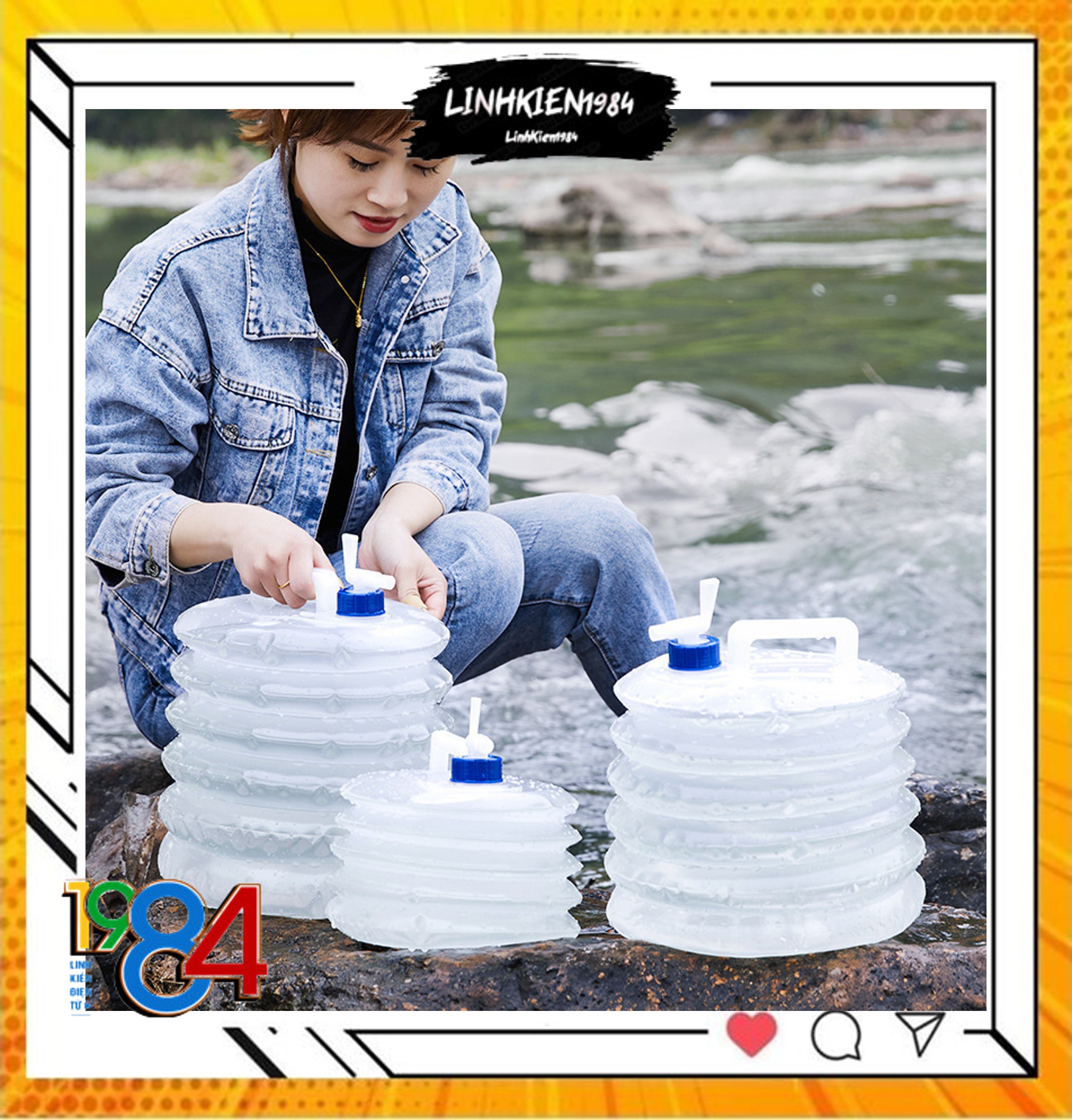 Bình đựng nước 5L có thể gấp gọn tiện dụng để mang theo khi đi cắm trại du lịch ngoài trời