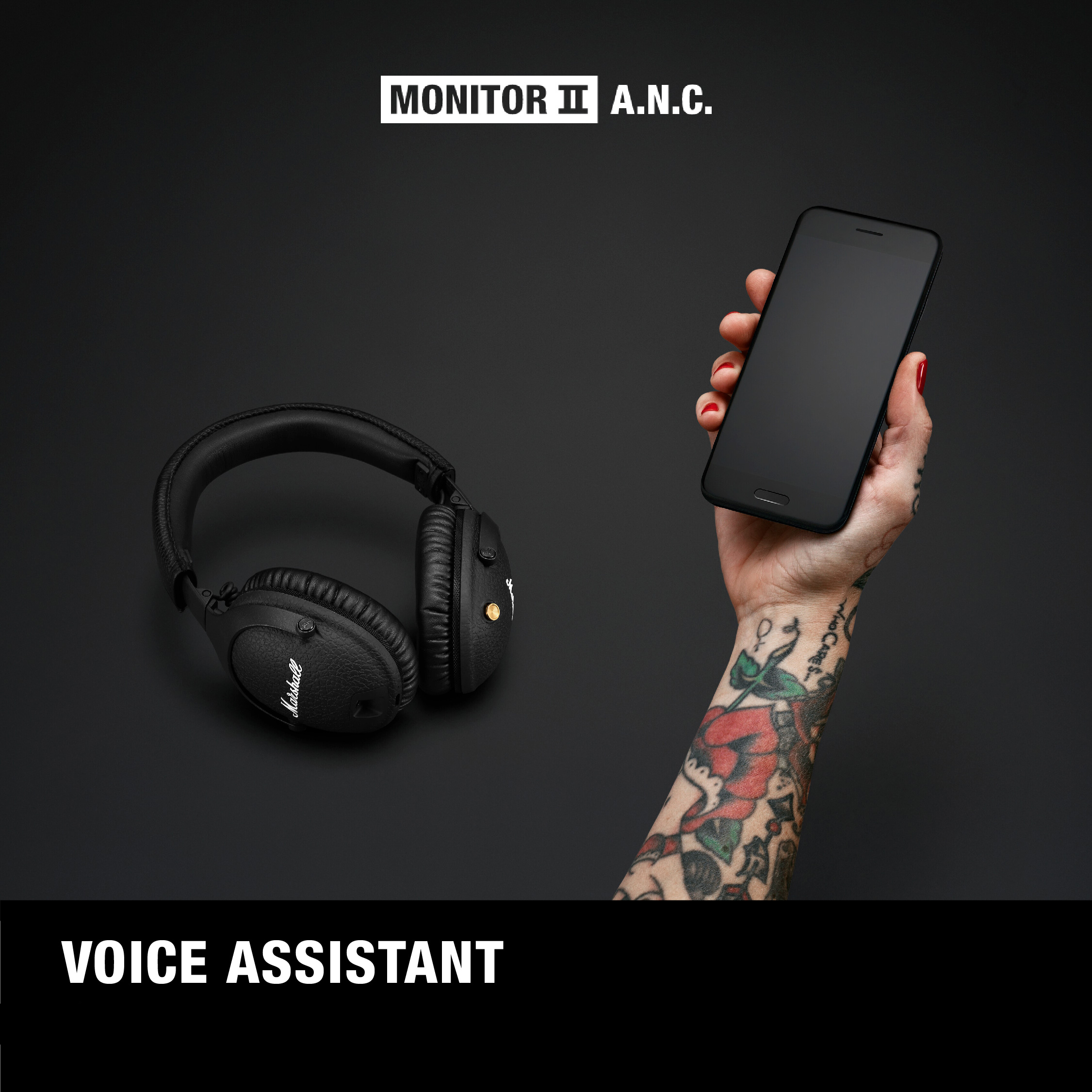 [Hàng chính hãng] Tai nghe Bluetooth Marshall Monitor II ANC - 30 hours battery life (Đen)