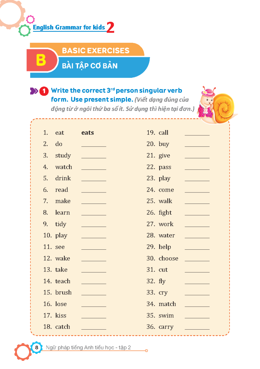 Sách - English Grammar For Kids - Ngữ Pháp Tiếng Anh Tiểu Học - Tập 2 (Có Đáp Án) (Tái Bản 2025)