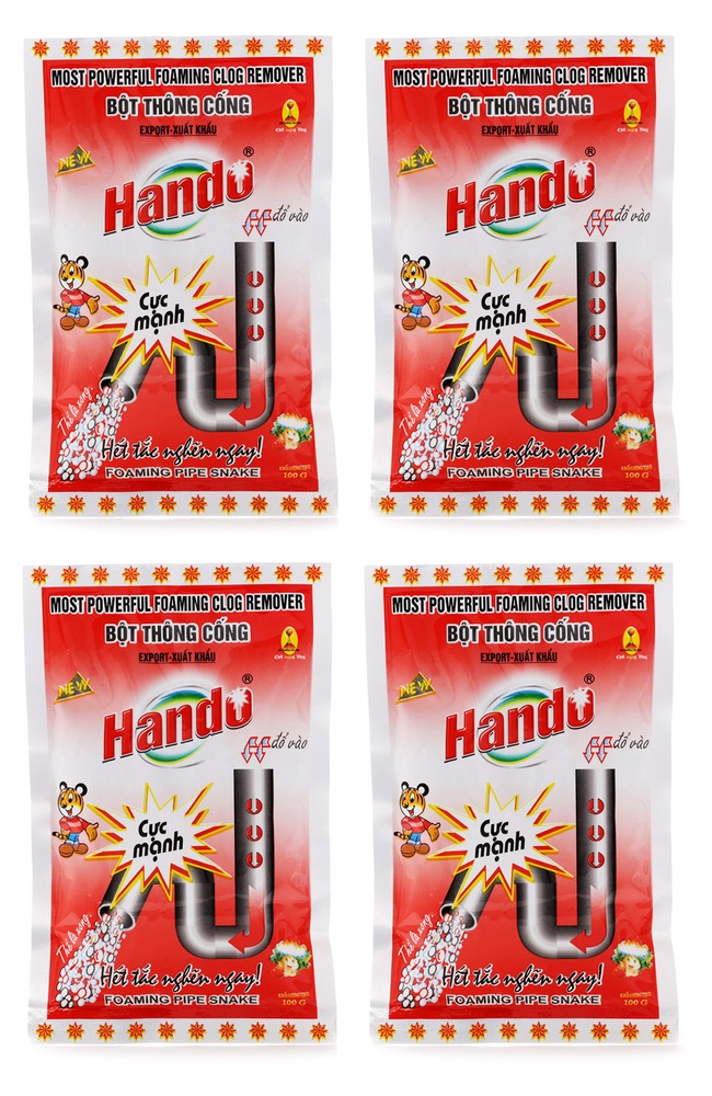 Bộ 4 gói bột thông cống xuất khẩu Hando đỏ 100gr