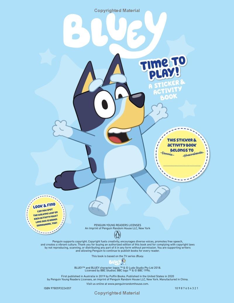 Sách ngoại văn: Bluey: Time to Play Sticker Activity
