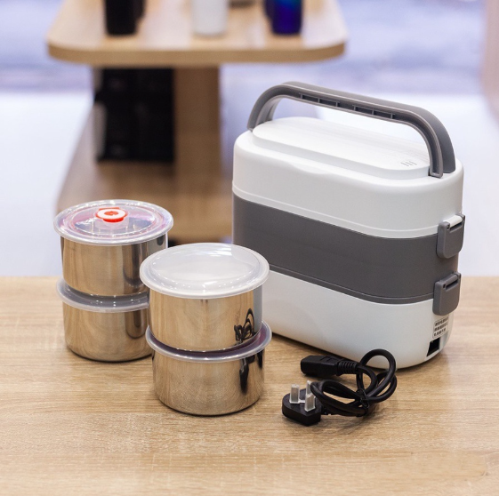 Hộp Cơm Văn Phòng , Hộp Cơm 2 Tầng 4 Bát Inox , Nấu Chín , Hâm Nóng Và Giữ Nhiệt