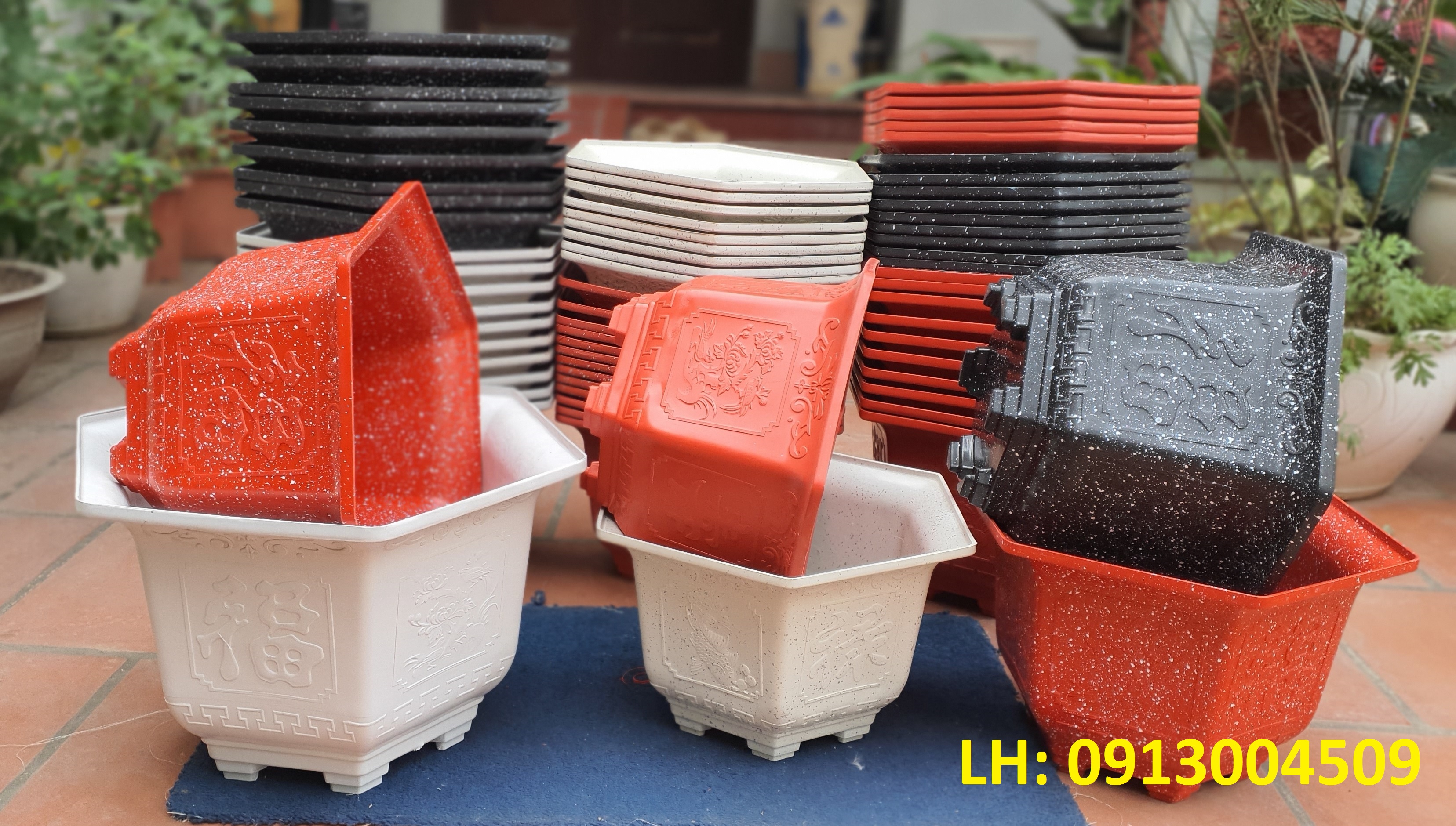 Chậu nhựa Lục giác thấp FAC 480 đa sắc màu