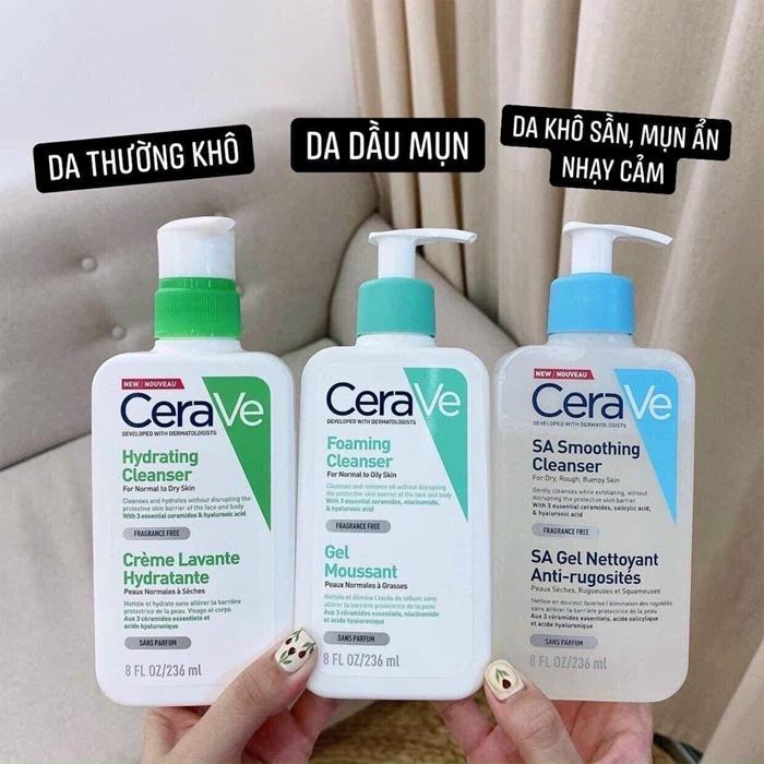 Sữa rửa mặt Cerave dành cho da dầu mụn da khô và da thường 236ml