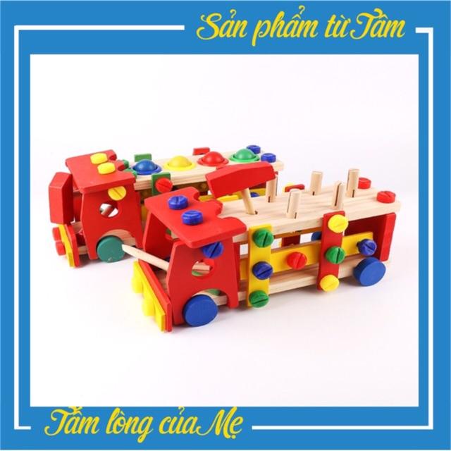 Đồ chơi Gỗ Xe Ô tô đập tháo ốc vít - Gỗ An Toàn