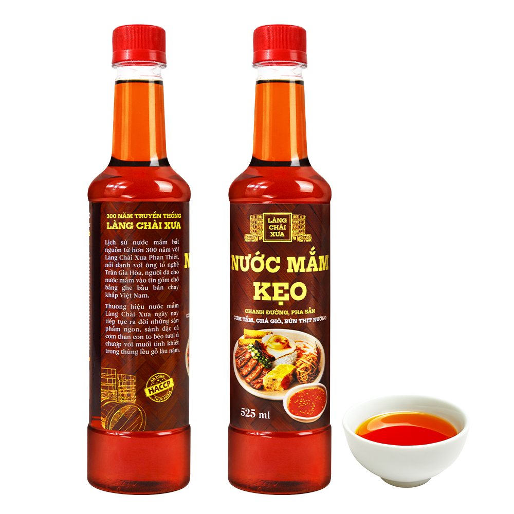 Nước mắm kẹo Làng Chài Xưa 525ml/chai chanh đường pha sẵn, dùng ngay với cơm tấm, chả giò, bún thịt nướng, chỉ cần thêm ớt