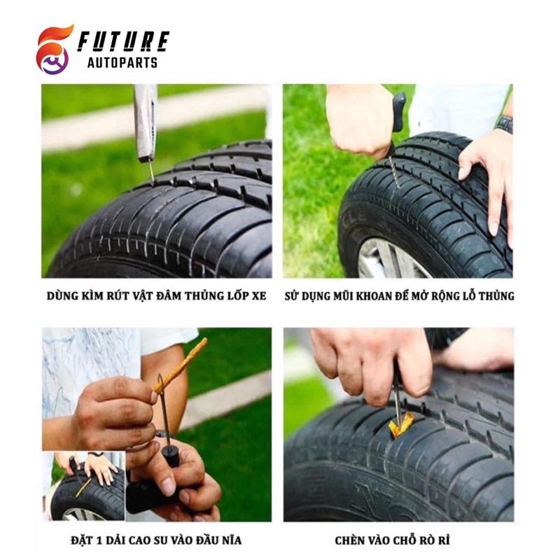 Bộ vá lốp, vá bánh xe không săm dành cho xe ô tô, xe máy tiện lợi, dễ dàng sử dụng