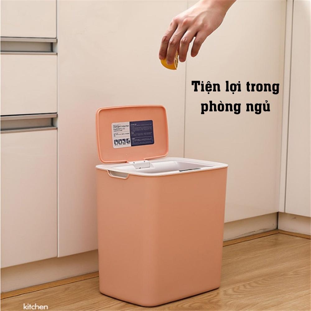 Thùng đựng rác thông minh tự động cảm biến hồng ngoại dung tích 14l sac điện