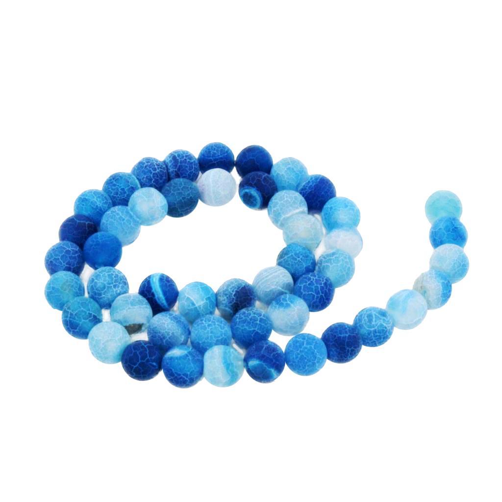 1 Strand 8mm Round Weathering Frosted Stone Loose Beads DIY Crafts Blue