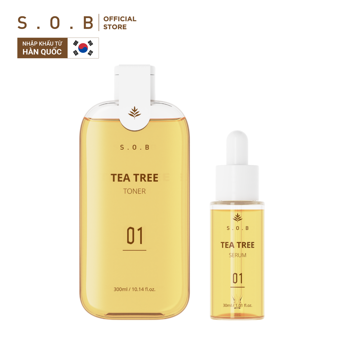Combo giảm mụn S.O.B - toner cấp ẩm 300ml và serum sạch mụn 30ml