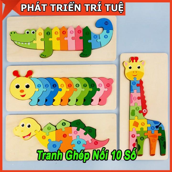 Đồ Chơi Tranh Ghép Gỗ Nối 10 Số Cho Bé - Kích Thước 30 x 13Cm