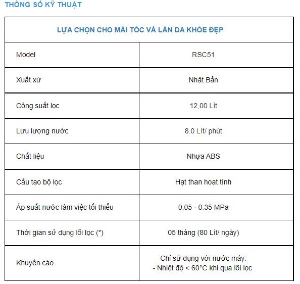 Combo Lõi Lọc Vòi Sen Torayvino RSC51