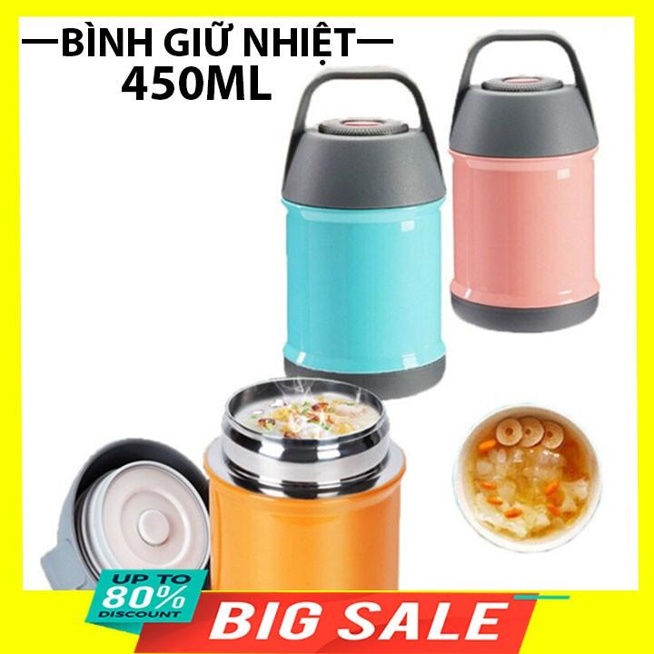 Bình giữ nhiệt ủ cháo ủ nóng 430ml 9x14cm bằng inox