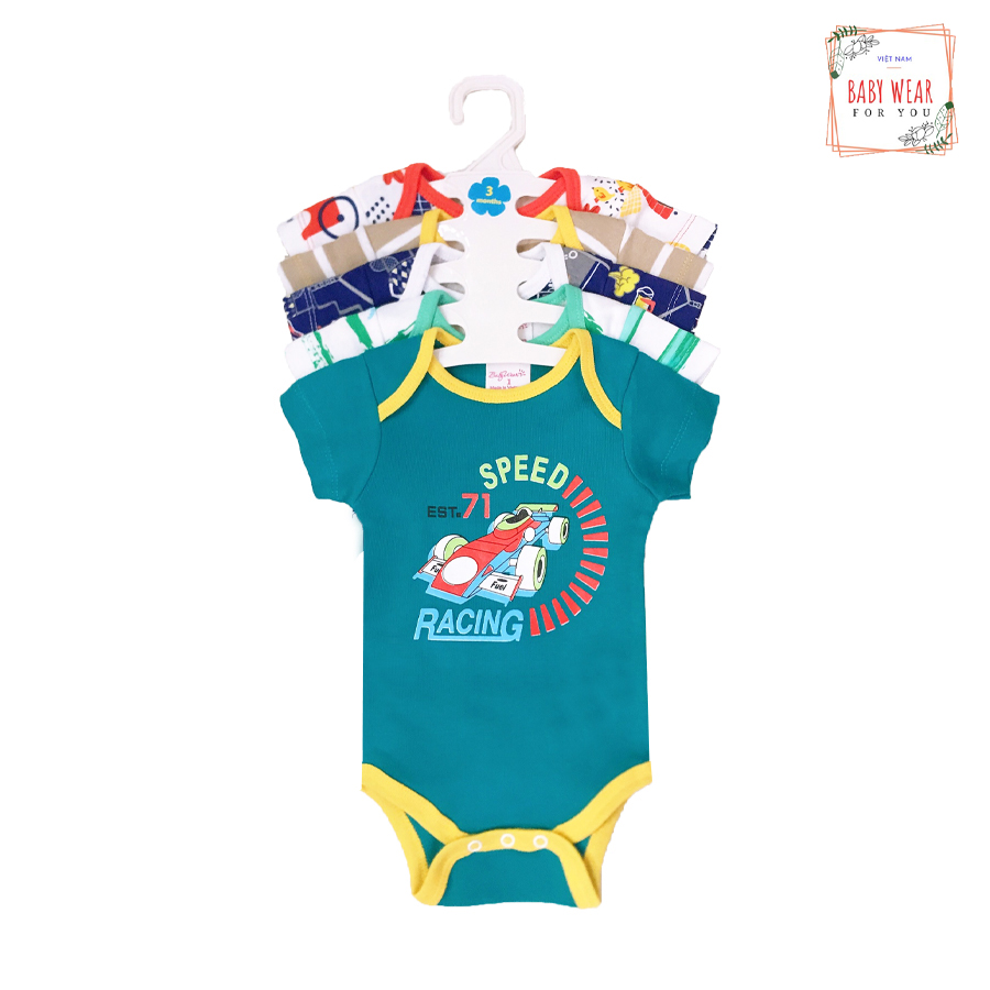 Set 5 Áo Liền Quần Tay Ngắn Cho Bé Trai Baby Wear ( Màu Ngẫu Nhiên ) - 0-3 Tháng