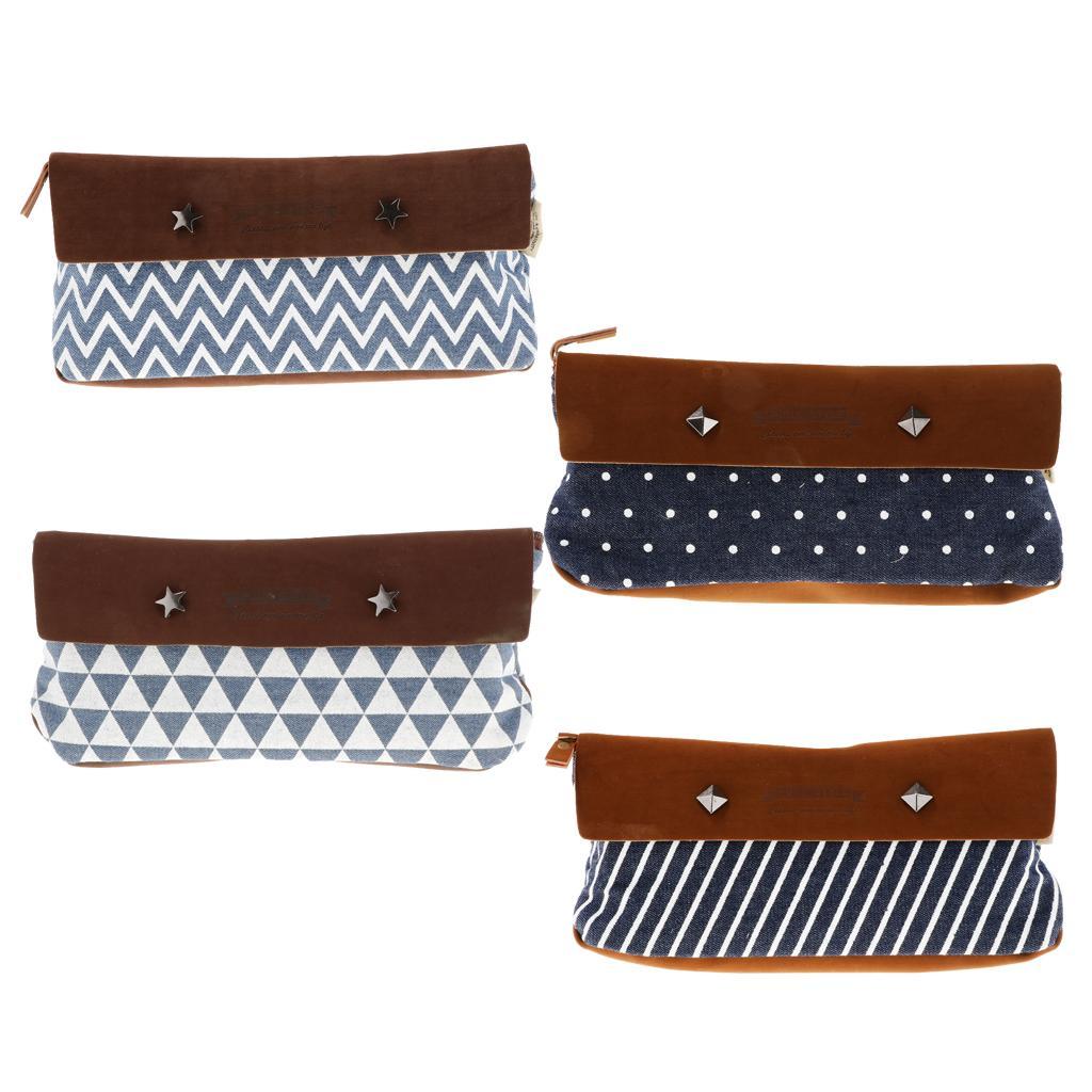 Canvas Large Capacity Pencil Pen Case Student Office School Stationery Case Large Storage Bag Pouch Holder Make Up Organizer Pouch Zipper Bag