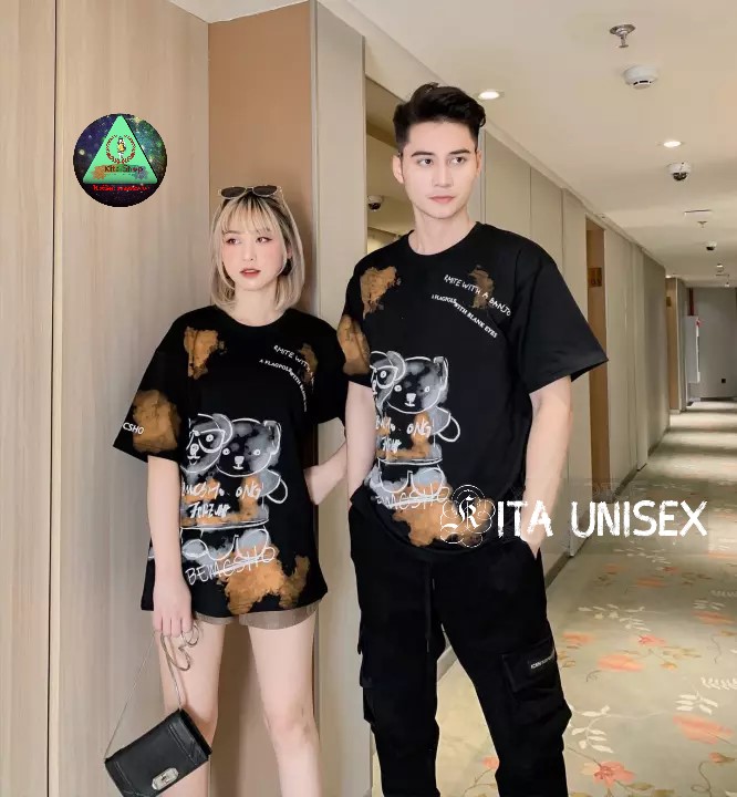 Áo Thun Couple Nam Nữ Ngắn Tay Unisex Form Rộng thời trang Hot Trend Freesize Kita Unisex - Gấu Couple