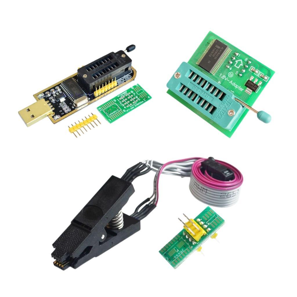 USB BIOS Programmer Flash EEPROM Series CH341A 24 25 + 1.8V Flash SPI SOP8 DIP8 Adapter With SOP8 SOIC8 To DIP8 EZ Converter Module