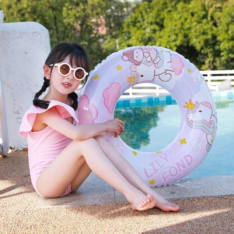Phao Bơi Tròn Dày Dặn In Hoạt Hình Màu Hồng Dễ Thương Cho Bé Gái