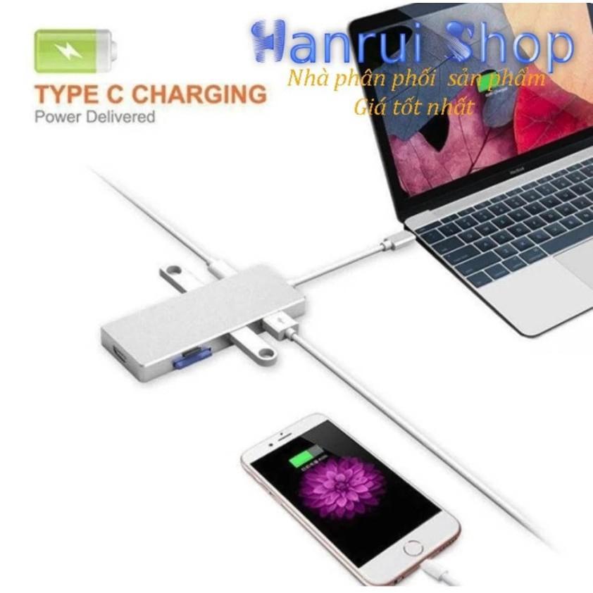 Cổng chuyển đổi đa năng Type C 7 in 1 cho Macbook HDMI 4K, usb, thẻ nhớ - AsiaMart