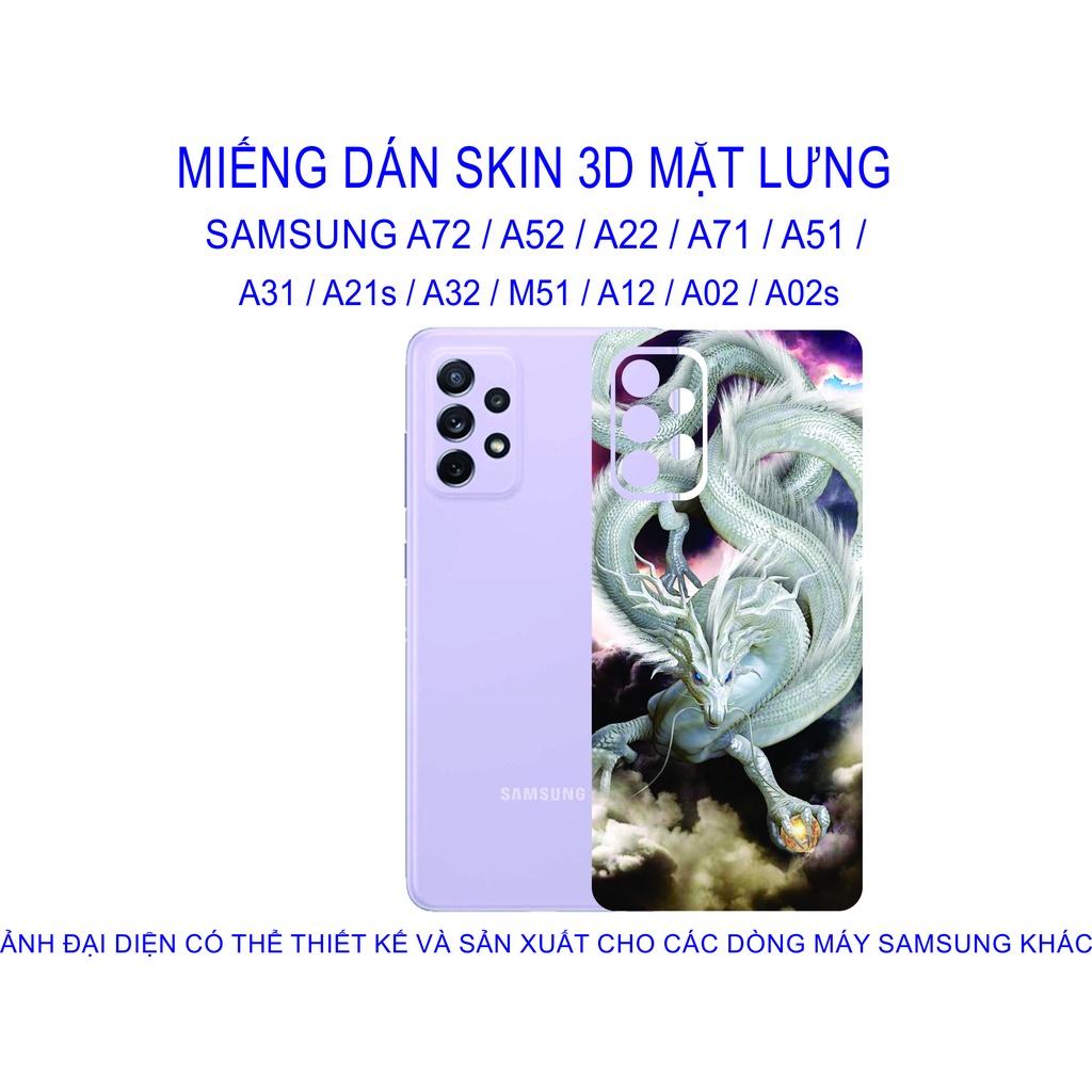 Miếng Dán Skin 3D mặt lưng dành cho SAMSUNG A72 / A52 / A22 / A71 / A51 / A31 / A21s / A32 / M51 / A12 chống trầy xước