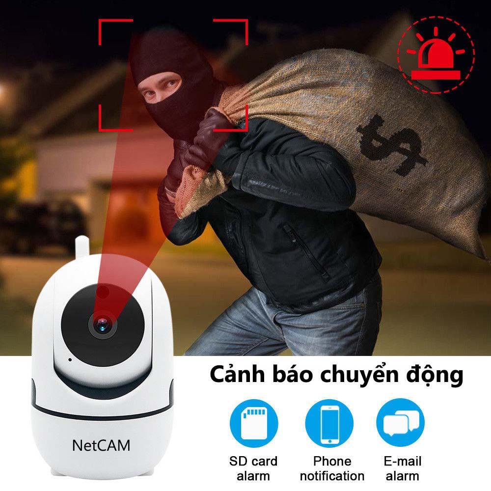 Camera IP WiFi NetCAM NR02 trong nhà, độ phân giải 2MP, Quay quét 360 độ, Đàm thoại 2 chiều, Theo dõi chuyển động - Hàng chính hãng