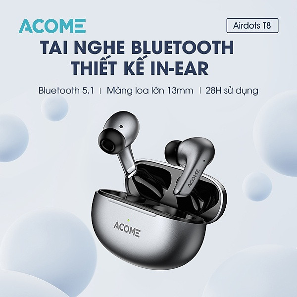 Tai Nghe Bluetooth ACOME Airdots T8 Thiết Kế In-Ear Chất Âm Rõ Nét Cảm Ứng Thông Minh – Hàng Chính Hãng