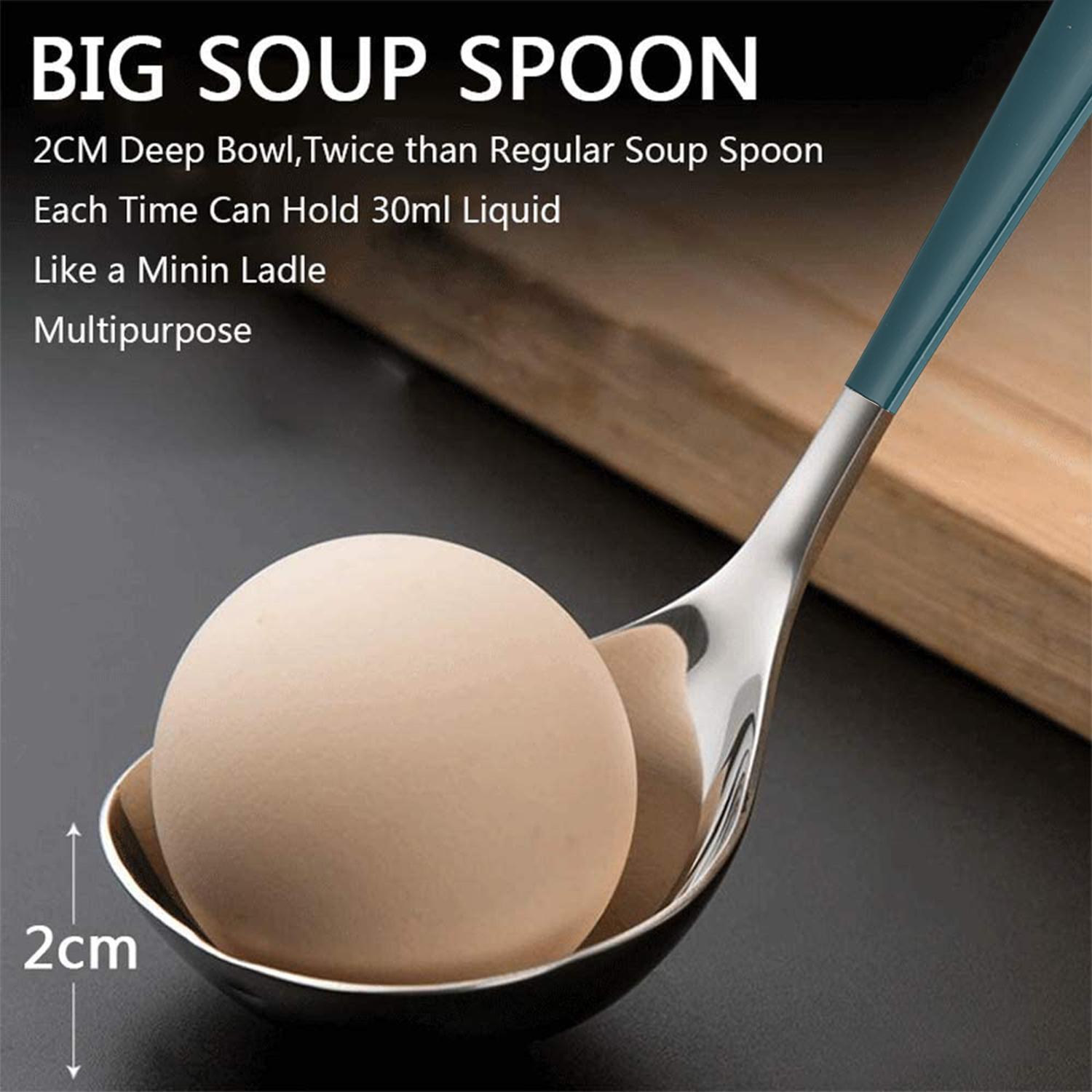 Thìa nấu canh bằng thép không gỉ, chiều sâu 2cm, chống dính, chịu nhiệt, dễ vệ sinh
