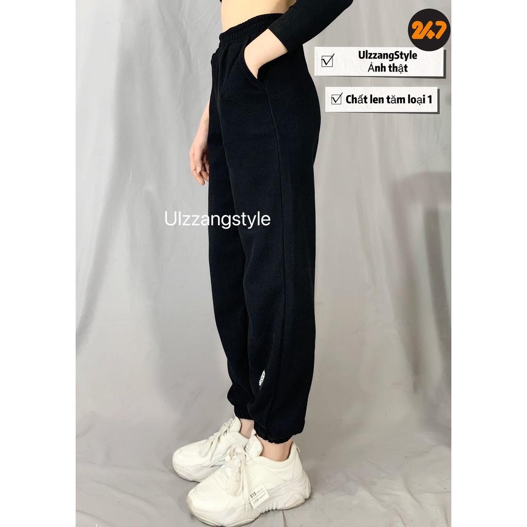 Quần Jogger Bo Gấu Trơn Len Tăm Nữ Unisex