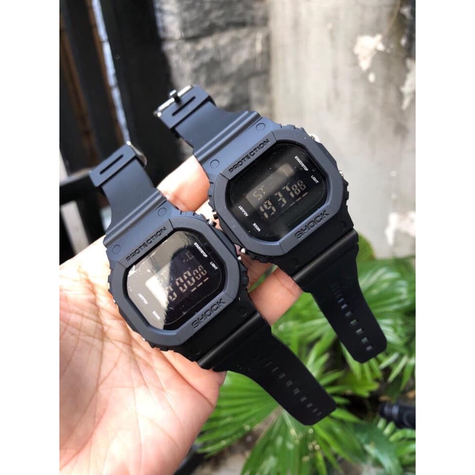 Đồng hồ điện tử thời trang nam nữ Shock S1, mặt vuông dây silicon, có đèn và báo thức.