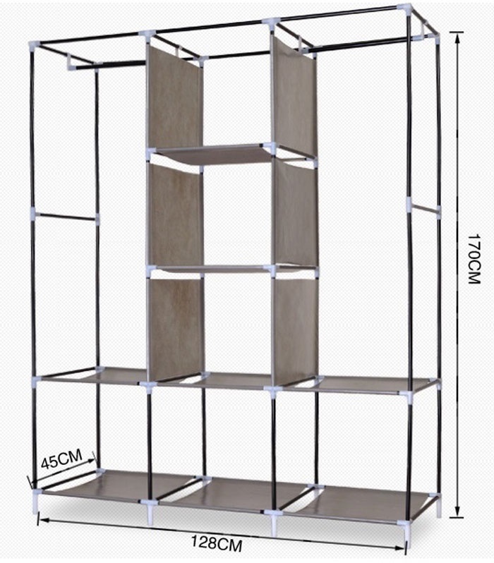 Tủ Vải Quần Áo 3 Buồng 8 Ngăn, Tủ Quần Áo Khung Inox To, Bền - Hàng Chính Hãng