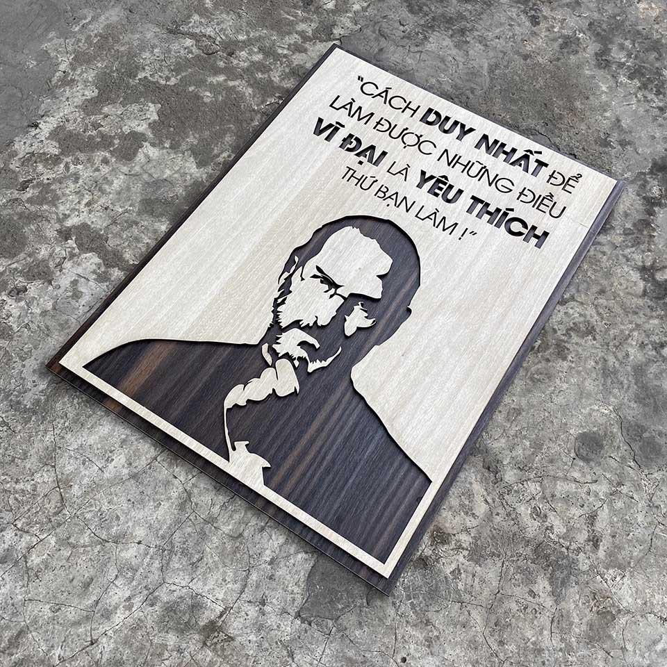 Tranh động lực trang trí văn phòng - câu nói của Steve Jobs "cách duy nhất để làm được những điều vĩ đại là yêu...