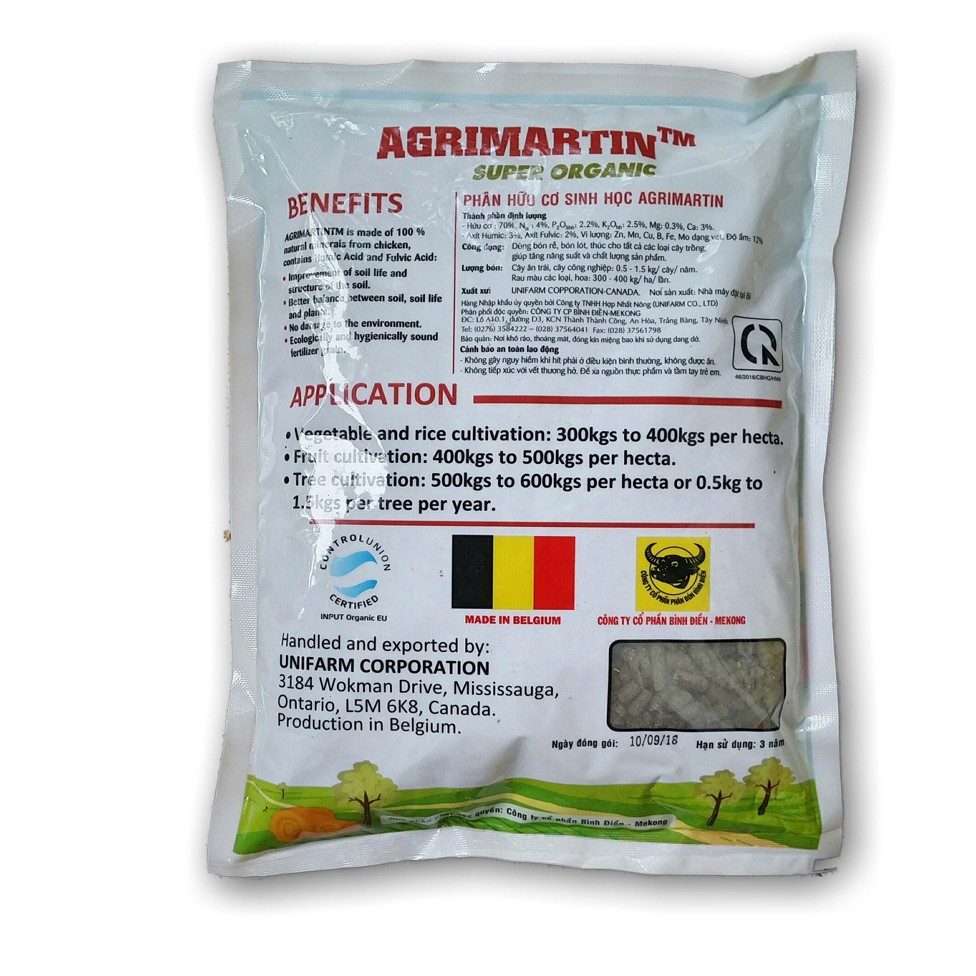 Phân Hữu Cơ Viên Nén Cao Cấp - Agrimartin loại 1Kg (xuất xứ Bỉ)