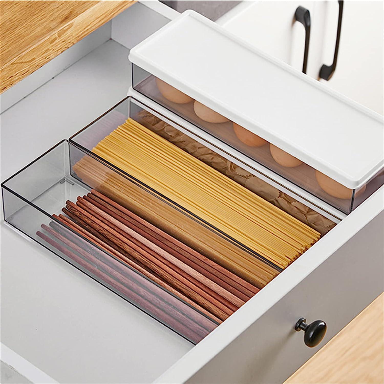 Lưu trữ mì ống nhựa, nồi spaghetti có nắp đậy, hộp đựng mì ống hình chữ nhật cho tủ bếp, bộ 1 lưu trữ thực phẩm bền và xếp chồng lên nhau