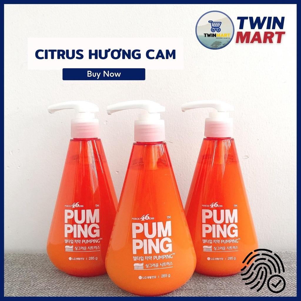 Kem Đánh Răng Perioe Pumping Hàn Quốc Cool Mint hương bạc hà - Herb hương thảo dược - Citrus hương cam 285g