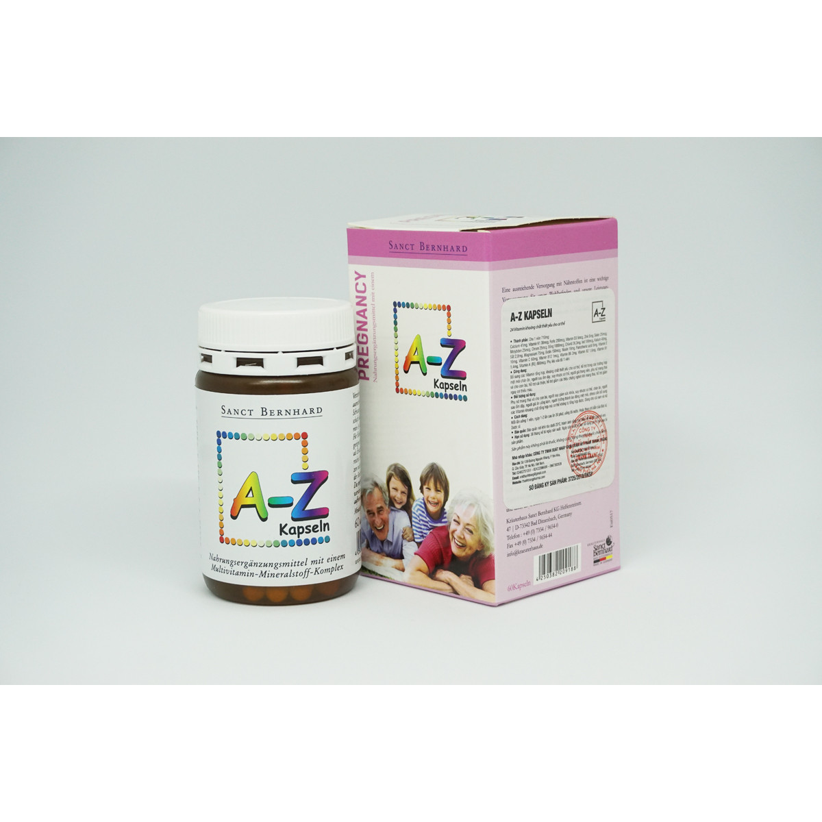 A-Z Kapseln -  Viên bổ tổng hợp 24 Vitamin và khoáng chất  hỗ trợ cải thiện  tình trạng thiếu các vitamin và khoáng chất thiết yếu cho người ốm sau ốm dậy, phụ nữ mang thai, hỗ trợ giảm nguy cơ thiếu máu.
