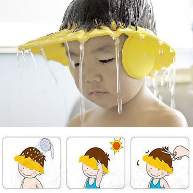 Mũ gội đầu chắn nước bảo vệ tai , mắt cho bé 0 - 6 tuổi, có thể điều chỉnh vòng đầu