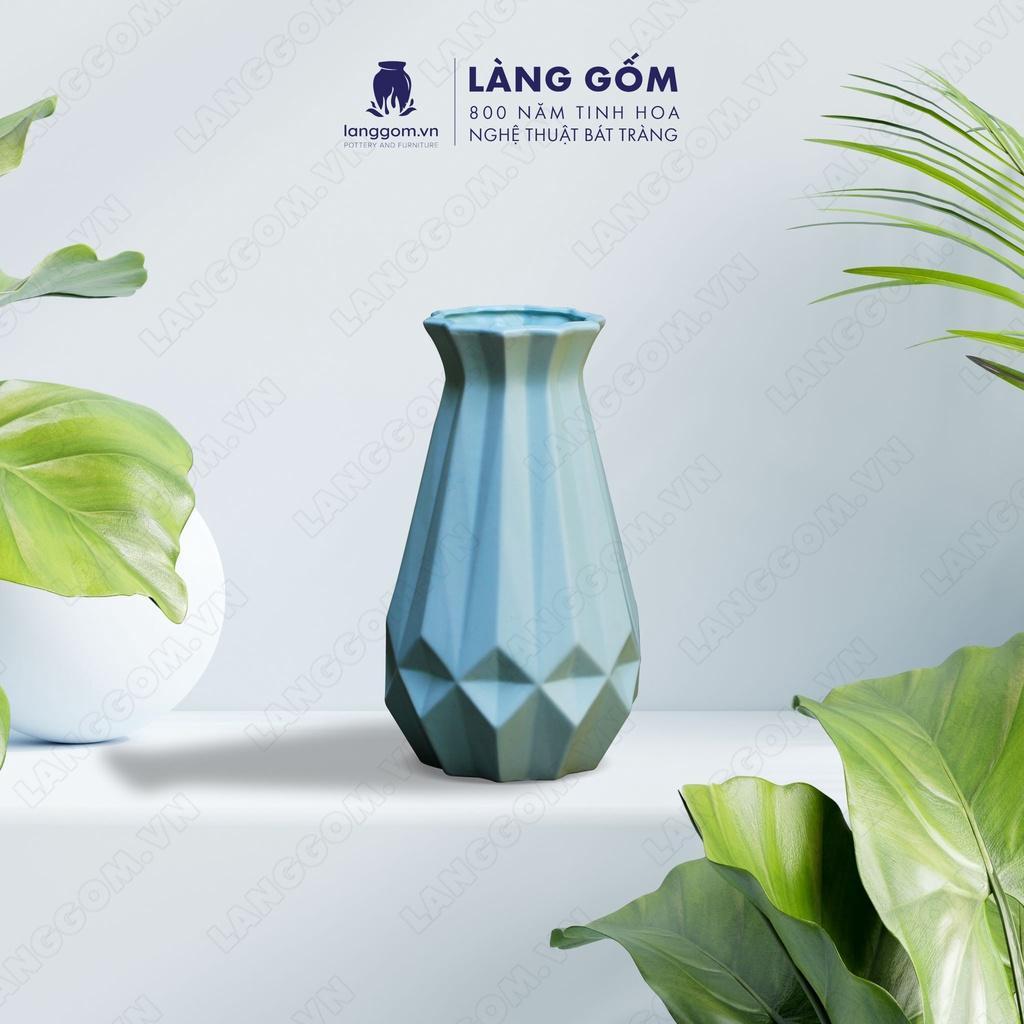 Bình hoa trang trí, Lọ hoa men mát ống kim cương - Gốm sứ Bát Tràng - langgom.vn