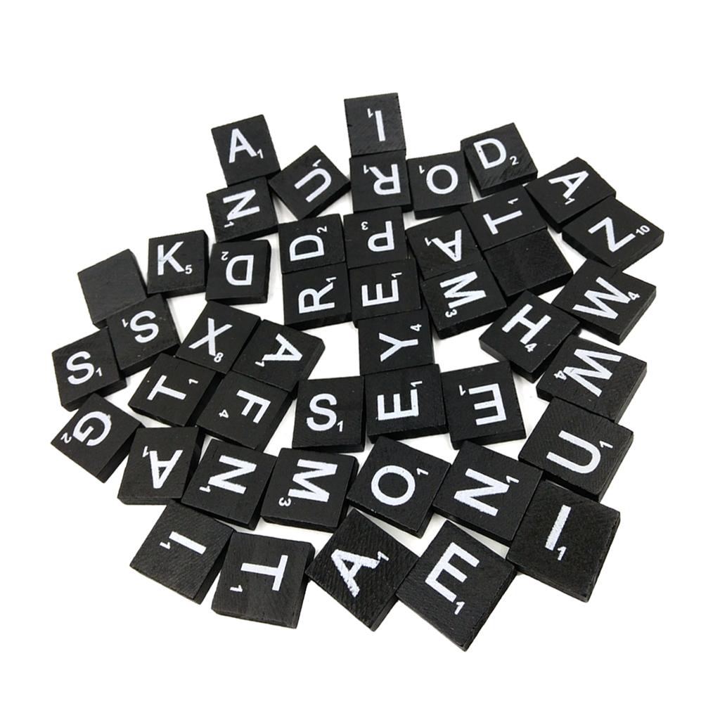 100 PCS Đen Ốp Gỗ Với Lụa Bảng Chữ Cái Cho Đám Cưới Thêu Sò
