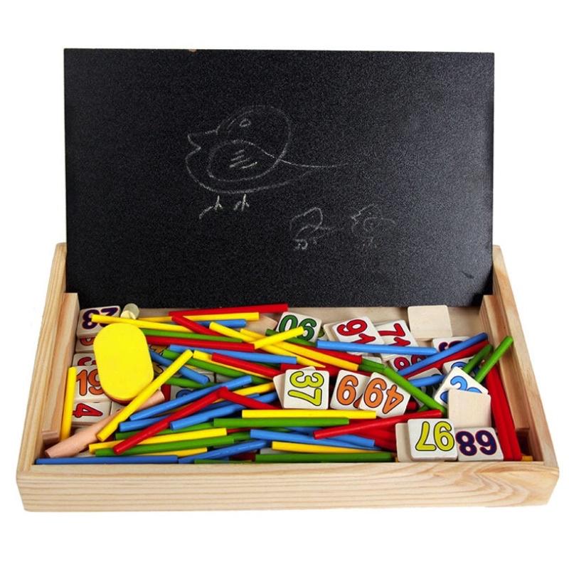 Đồ chơi gỗ thông minh cho bé - Hộp 100 số kèm que tính kèm số học đếm