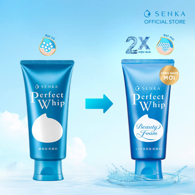Combo 2 Sữa Rửa Mặt Tạo Bọt Chiết Xuất Tơ Tằm Trắng Senka Perfect Whip 120g