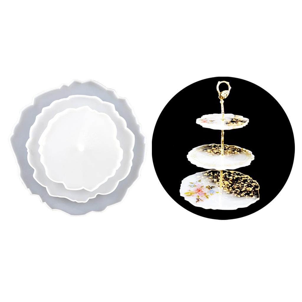 Silicone Resin Epoxy Mould Fruit Cake Coaster Tray Disc with Stand Mold DIY Tool