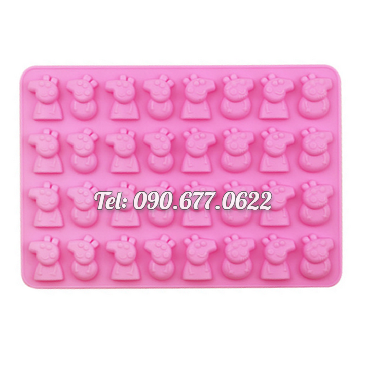 Khuôn silicone làm rau câu, kẹo dẻo, socola 32 heo con Peppa Cute - Mã số 1118