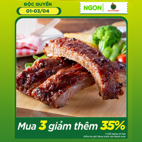 - Sườn Nướng BBQ Ướp Sẵn - 1Kg 2 Khay