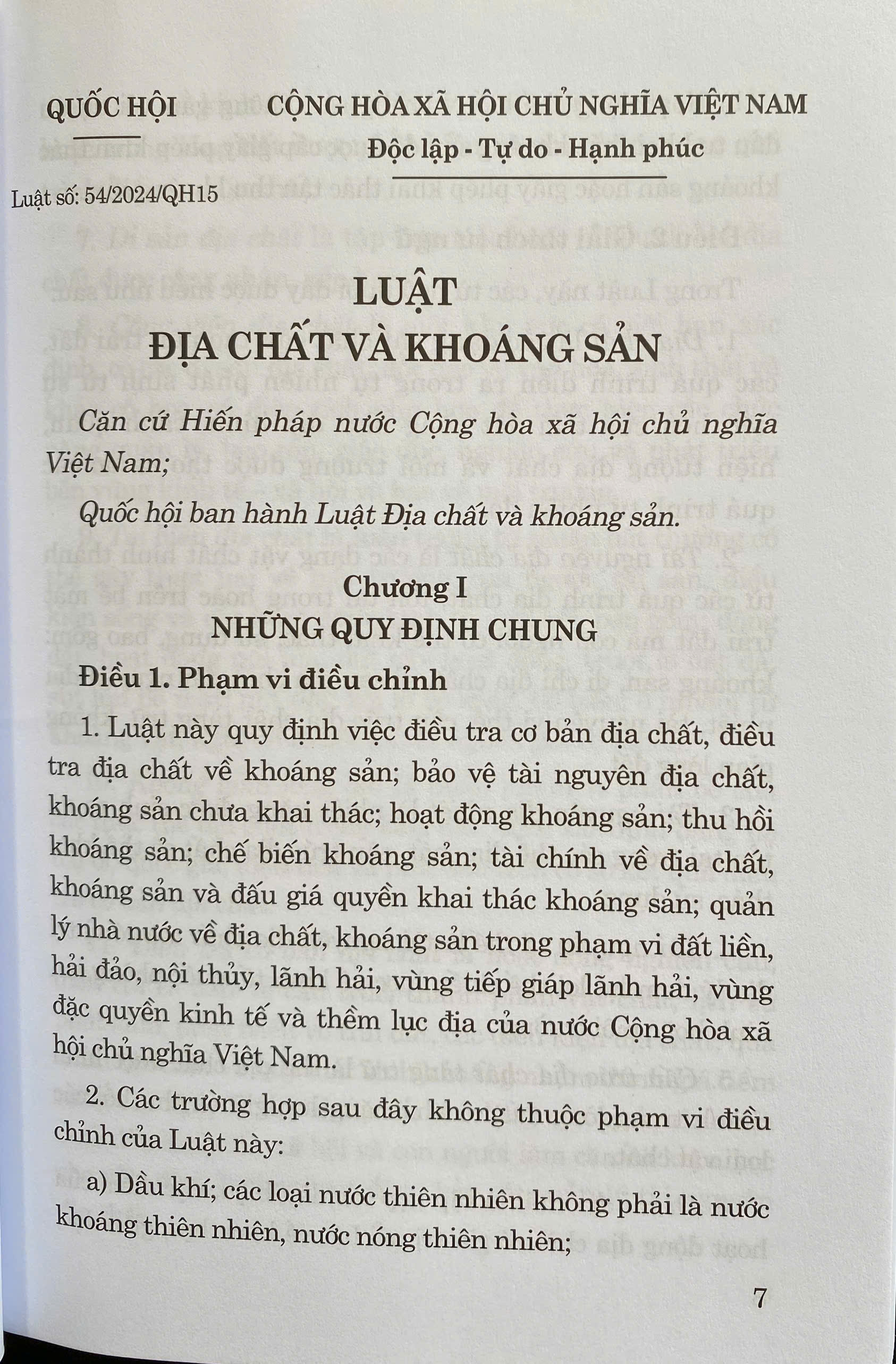 Luật Địa Chất và Khoáng Sản năm 2024