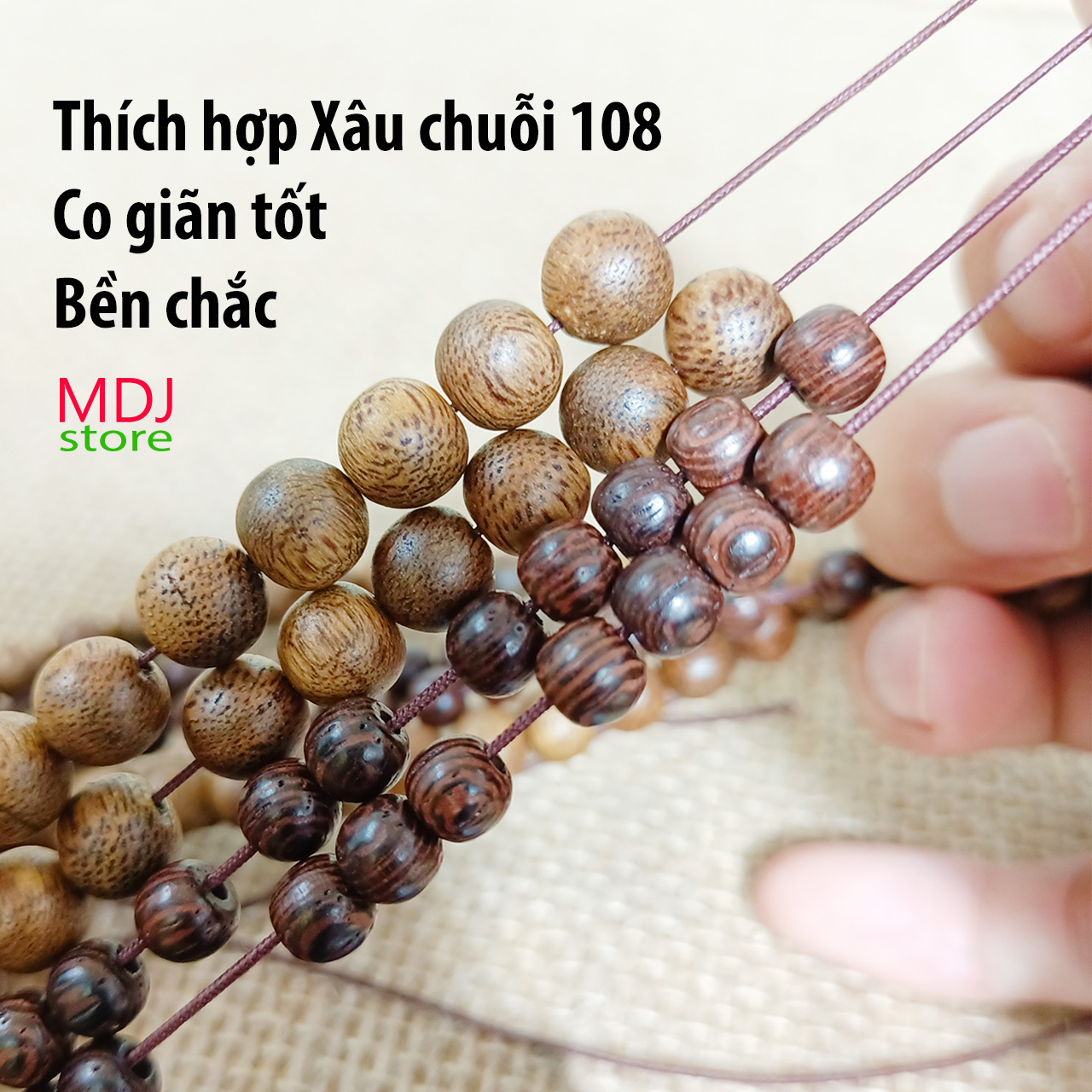 3 mét dây thun dù co giãn MDJ xâu chuỗi chàng 108 hạt cỡ dây 0,6 0,8 và 1,0 mm