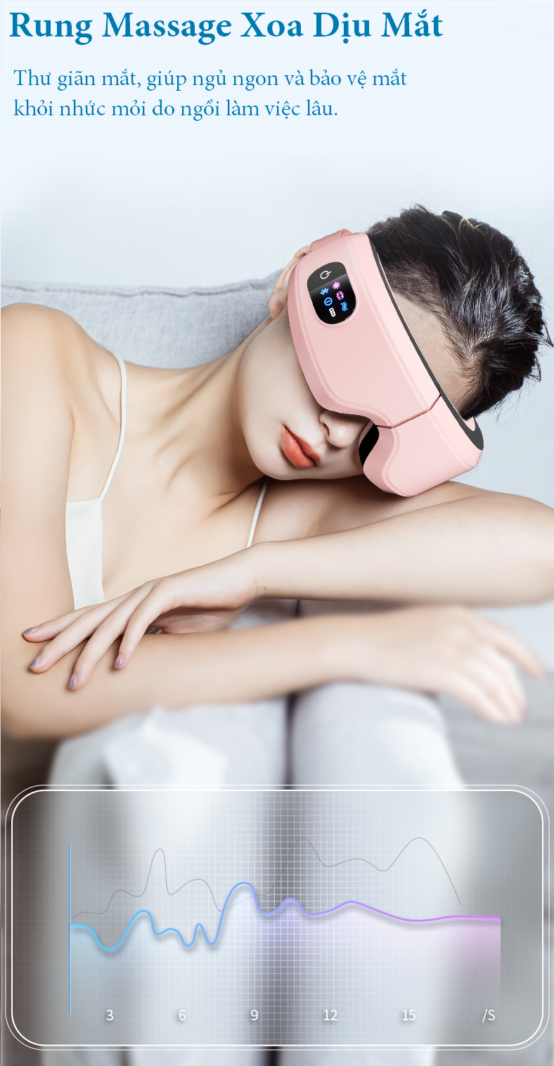 Máy Massage Mắt Thông Minh Eyes Care - Massage Mắt Công Nghê Cao Bằng Túi Khí Đôi, Massage Rung Tần Số - Máy Massage Mắt Tích Hợp Bluetooth Nghe Nhạc - Giảm Mỏi, Khô Mắt, Quầng Thâm - Cải Thiện Giấc Ngủ