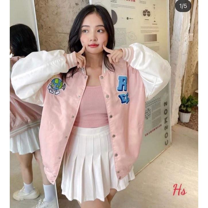 Áo khoác bomber hồng trái đất HS6